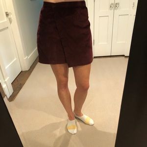Abercrombie & Fitch Burgundy Corduroy Wrap Skirt